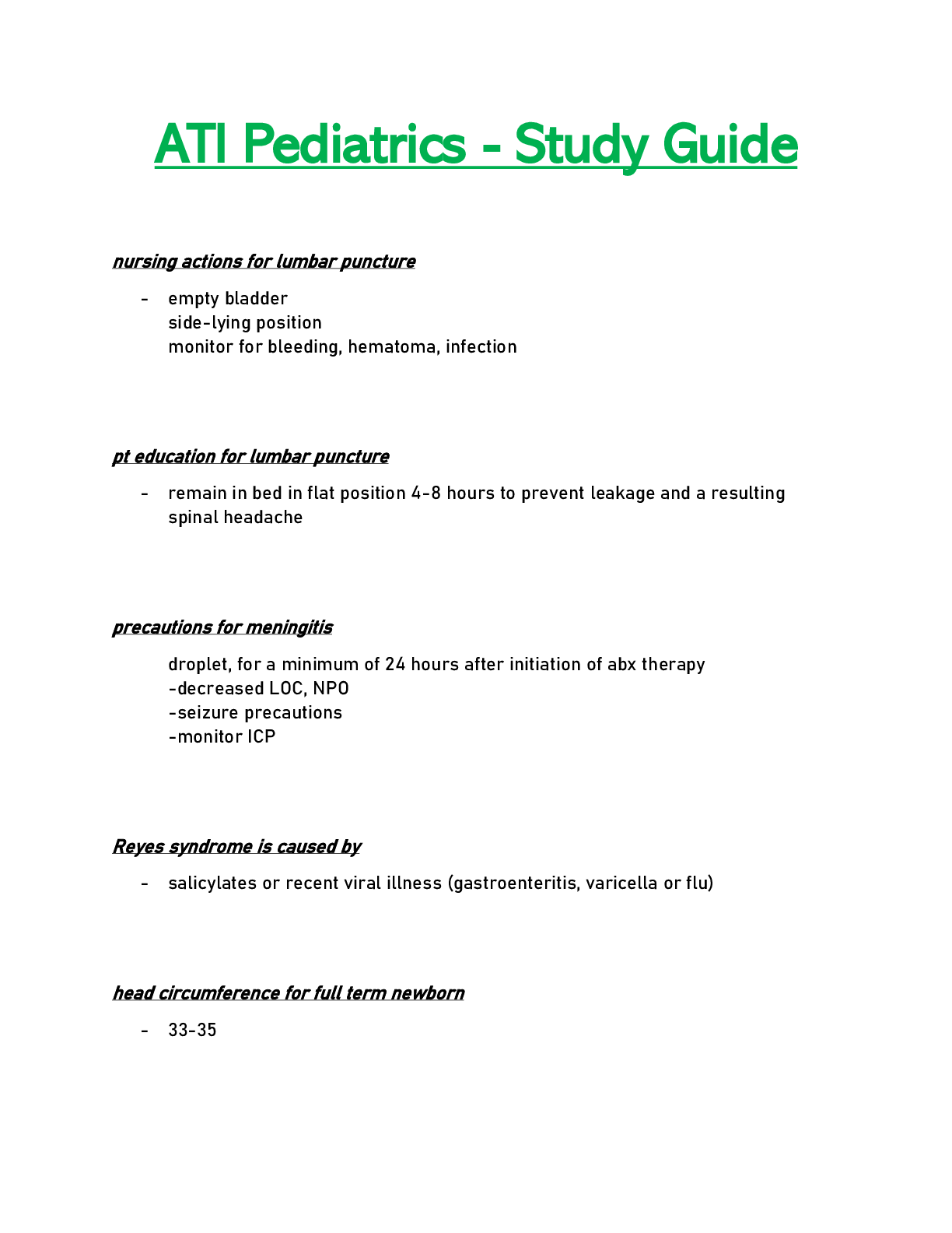 Preview of ATI Pediatrics - Study Guide